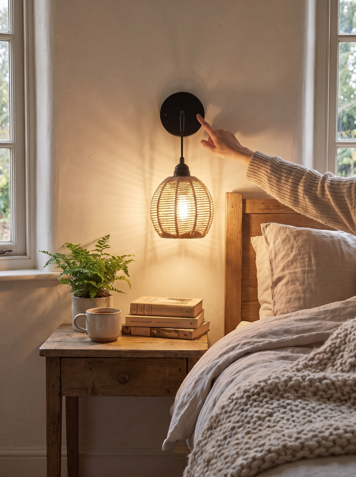 Handwoven Rattan Wall Sconce lifestyle 1