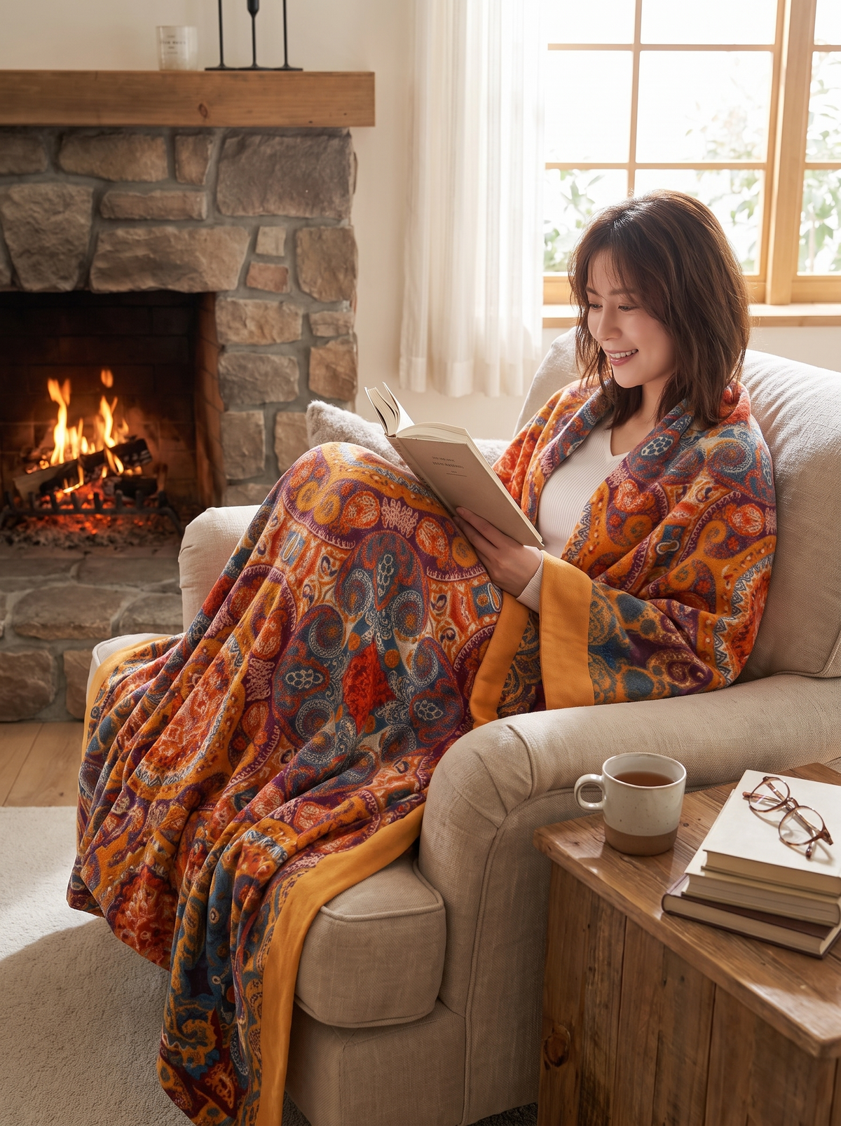 Reversible Cooling Boho Blanket lifestyle 3