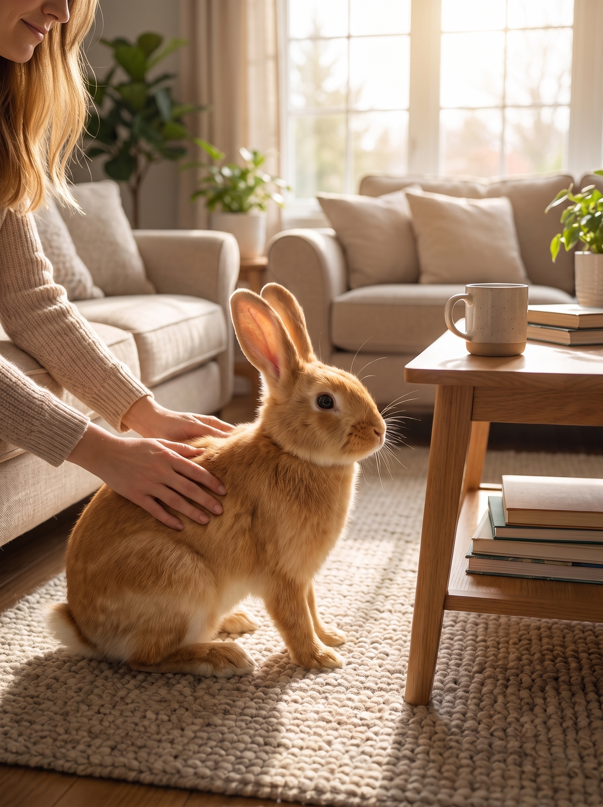 Lifelike Sitting Bunny Figurine lifestyle 2