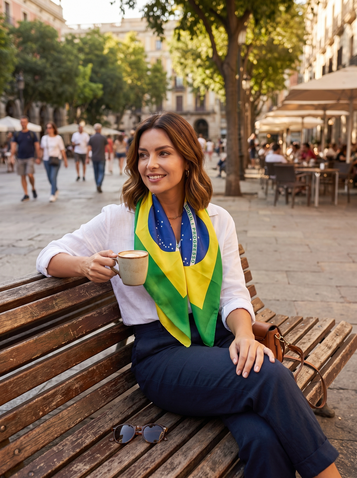 Brazil Flag Beach Towel lifestyle 1