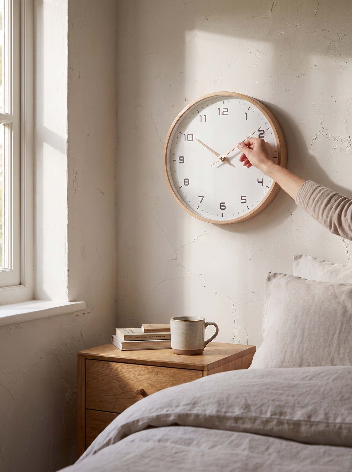 Nordic Wood Frame Wall Clock lifestyle 3