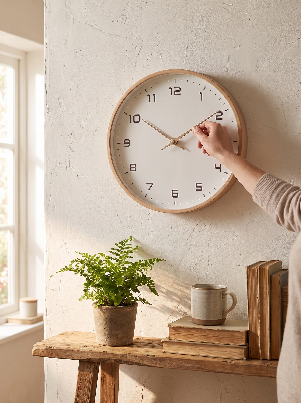 Nordic Wood Frame Wall Clock lifestyle 2