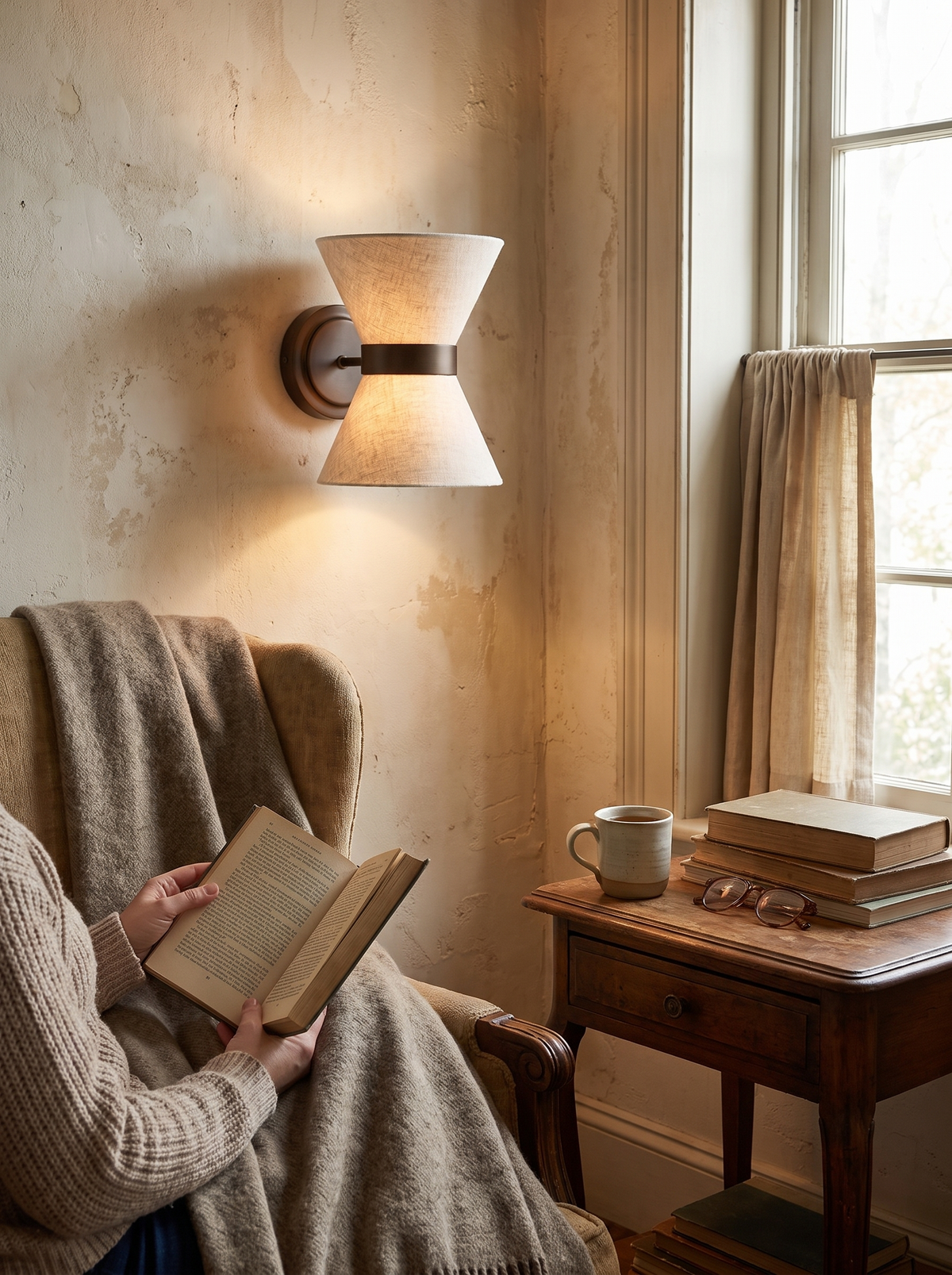 Bronze and Linen Wall Light lifestyle 2