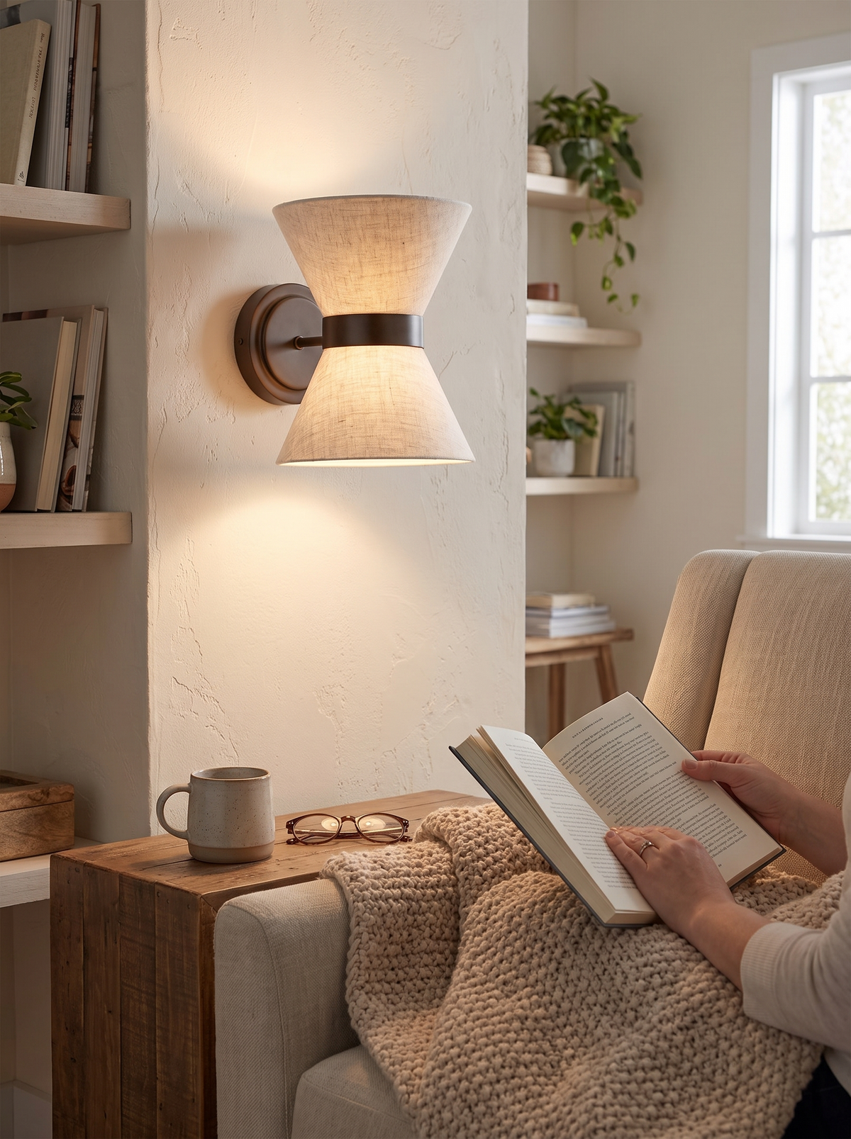 Bronze and Linen Wall Light lifestyle 1