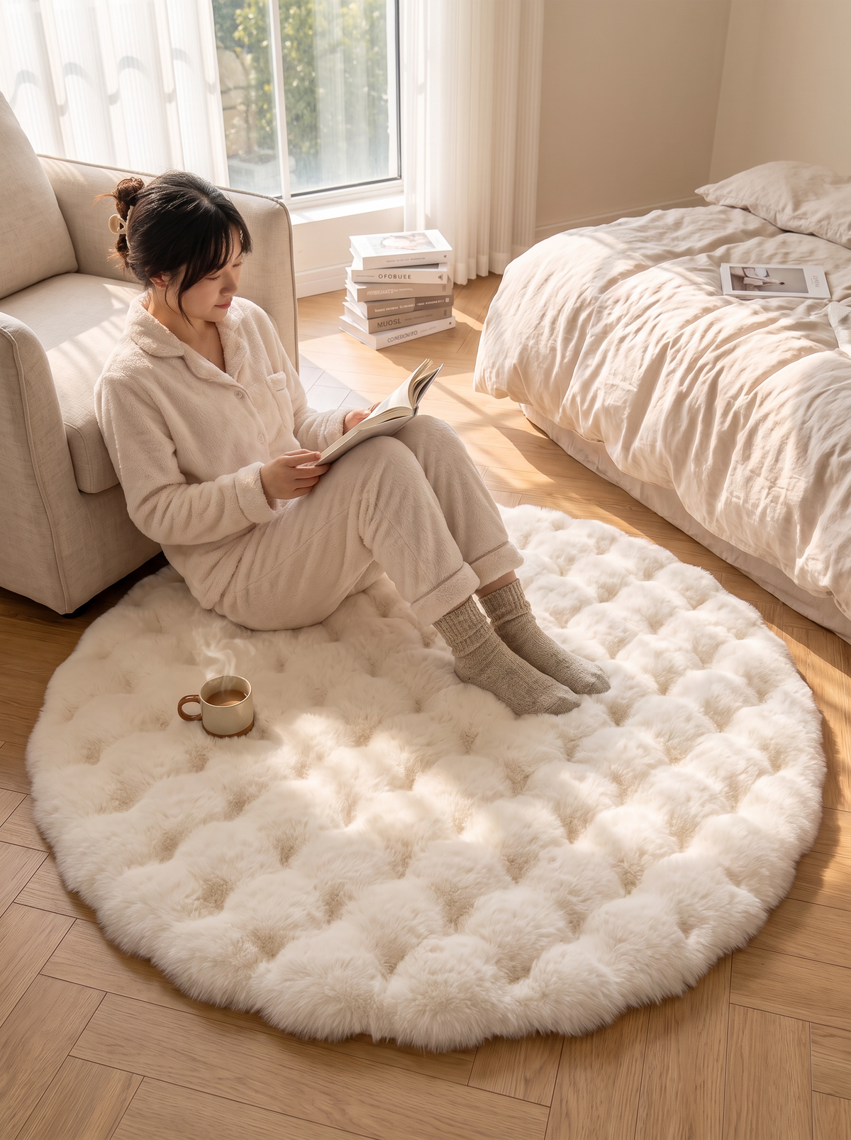 Cloud Round Bubble Rug lifestyle 1