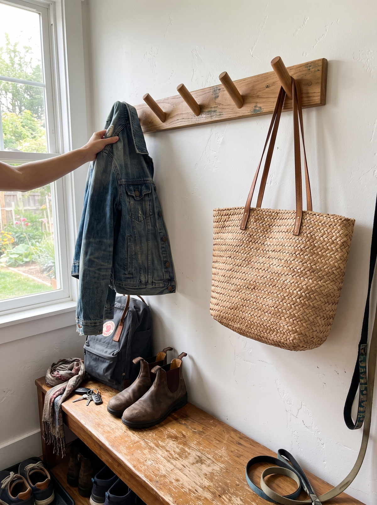 Maeve Solid Oak Wall Rack lifestyle 1