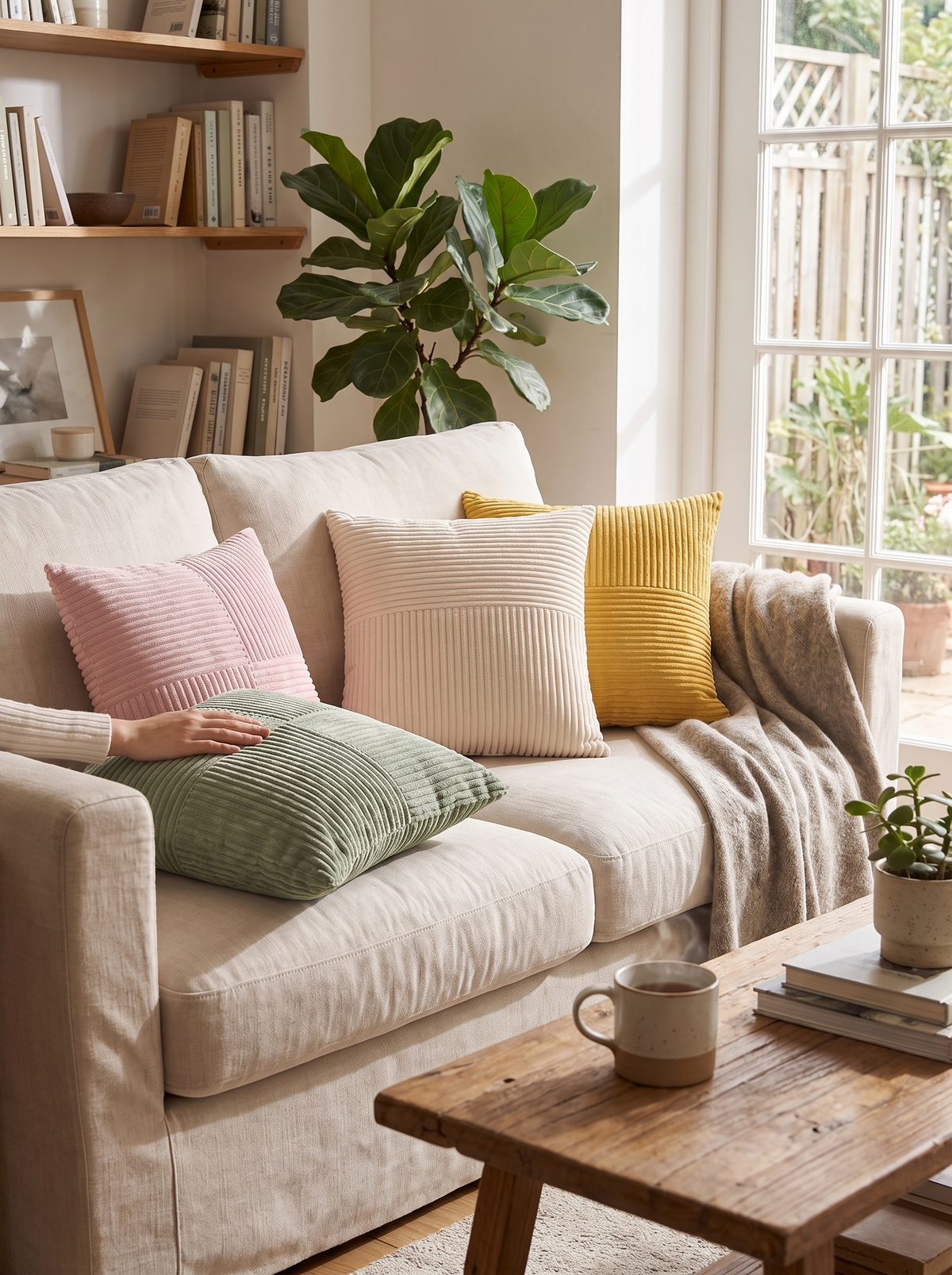 Striped Corduroy Cushion Covers lifestyle 3