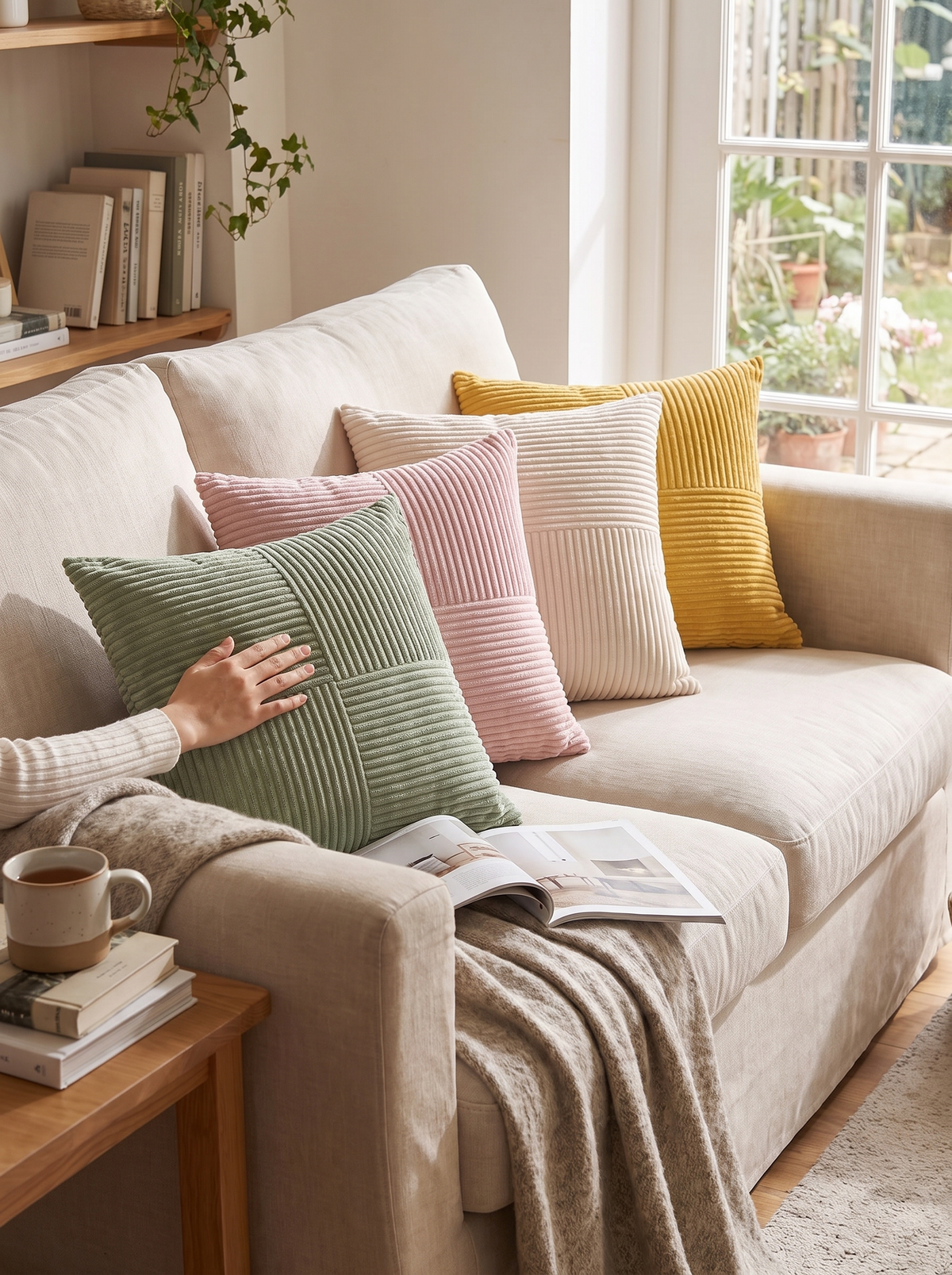 Striped Corduroy Cushion Covers lifestyle 1