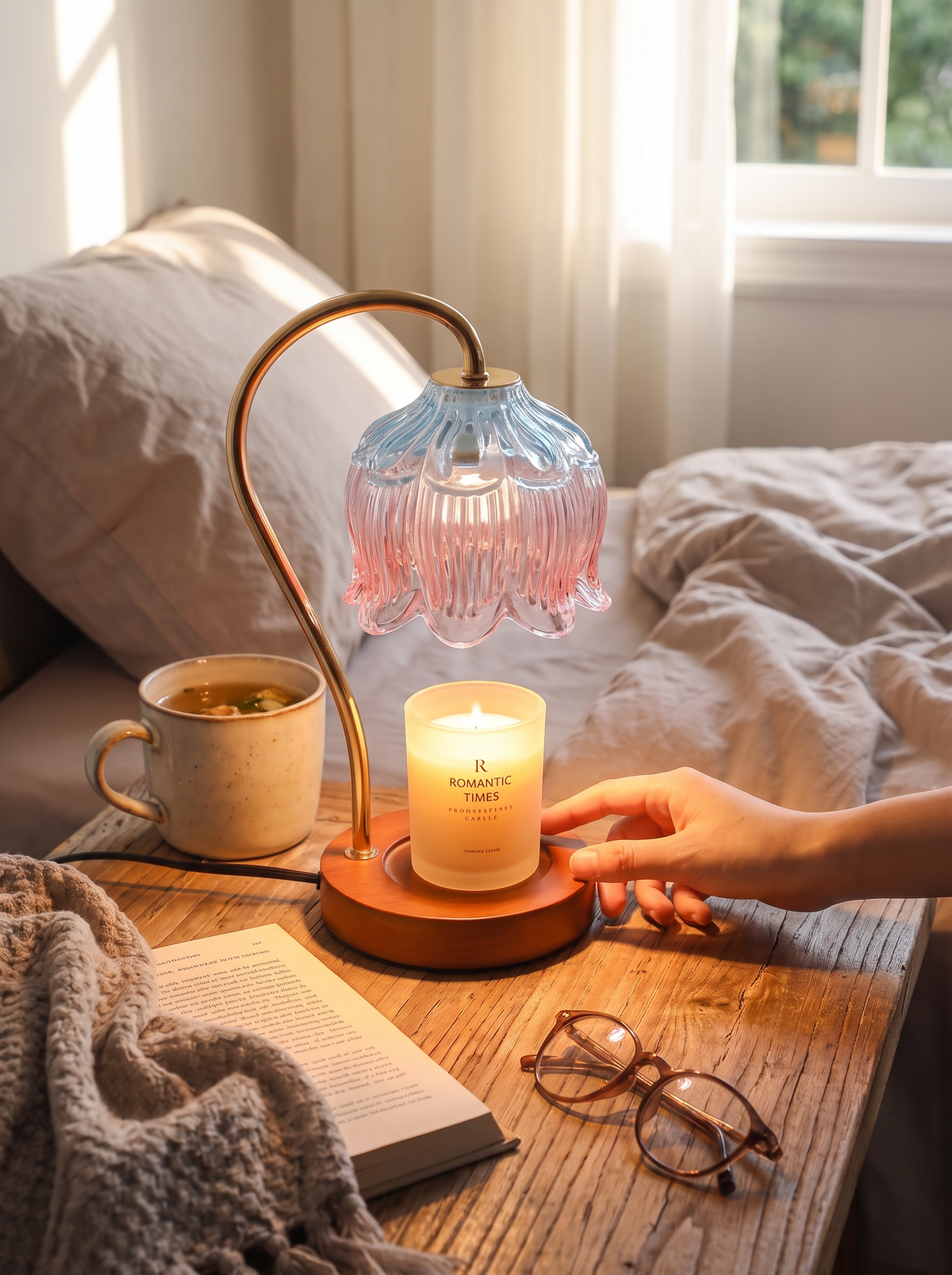 Retro Glass Candle Warmer Lamp lifestyle 1