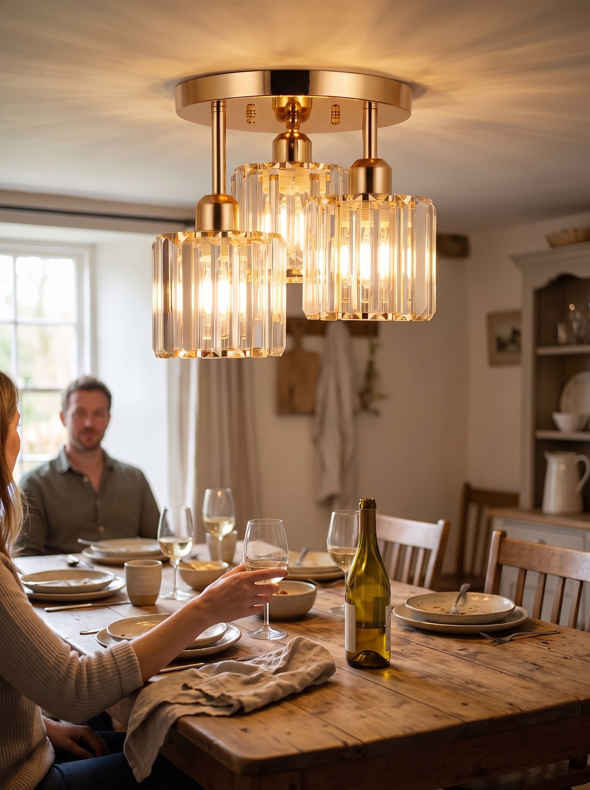 Gold Crystal Semi Flush Light lifestyle 3