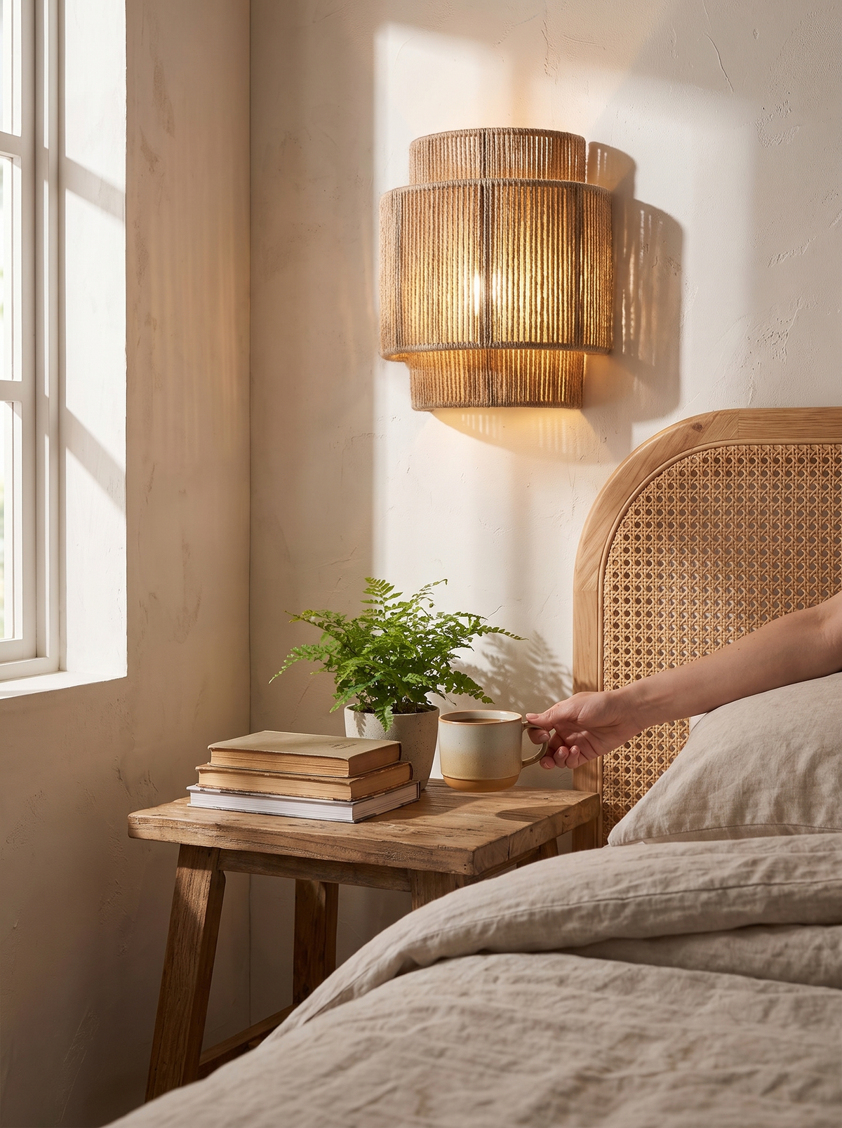 RattanGlow Handwoven Wall Lamp lifestyle 1