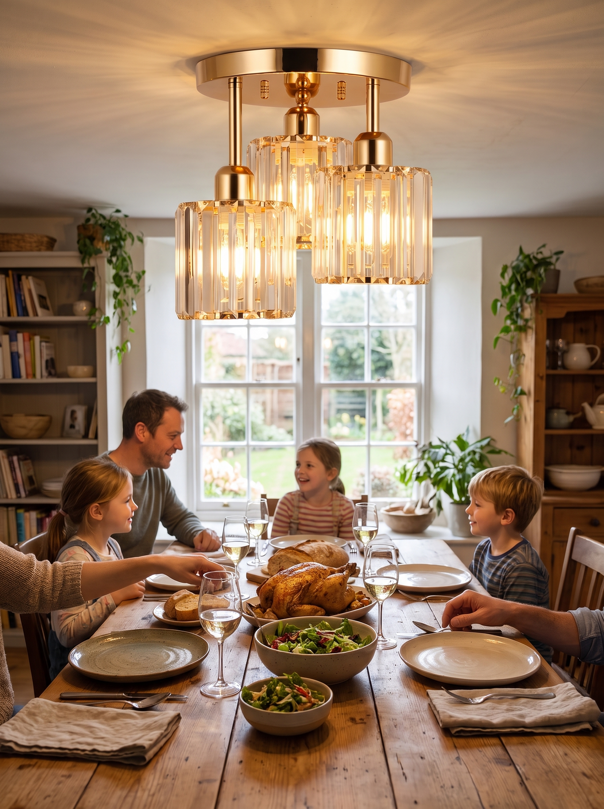 Gold Crystal Semi Flush Light lifestyle 2