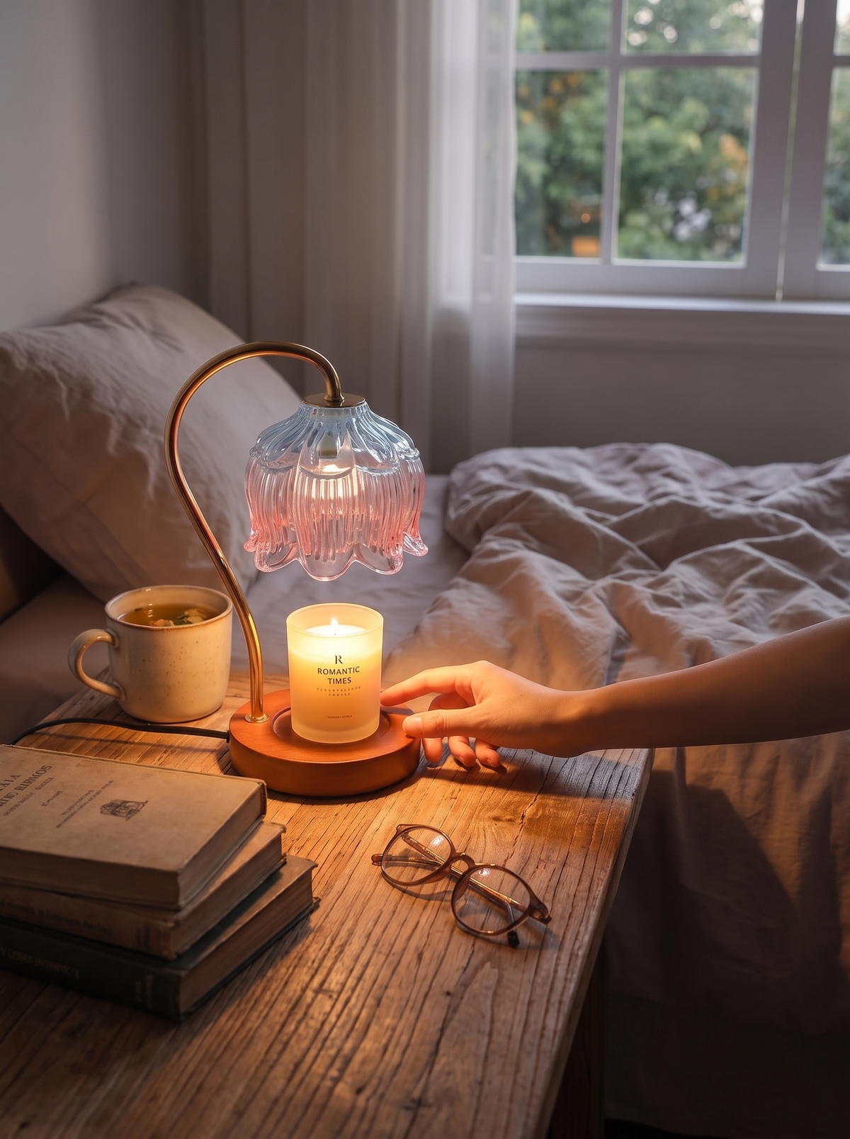 Retro Glass Candle Warmer Lamp lifestyle 2