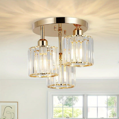 Gold Crystal Semi Flush Light