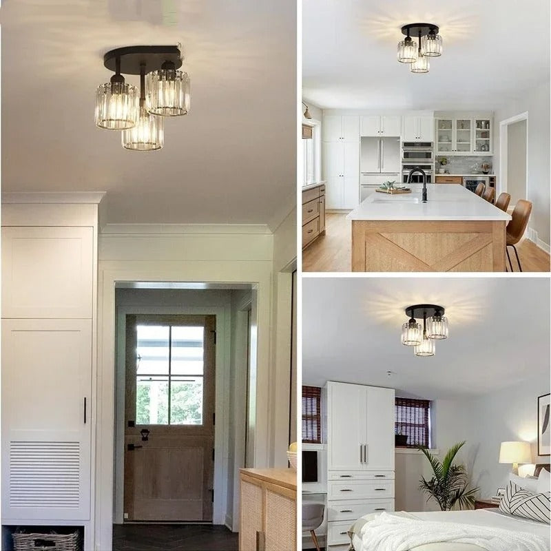 Gold Crystal Semi Flush Light