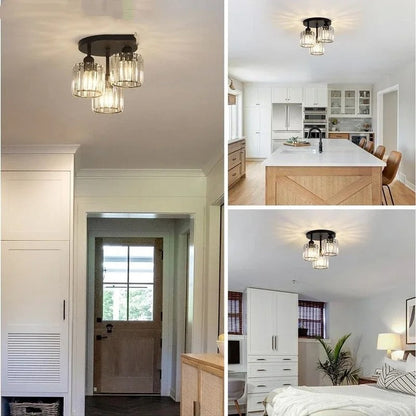 Gold Crystal Semi Flush Light