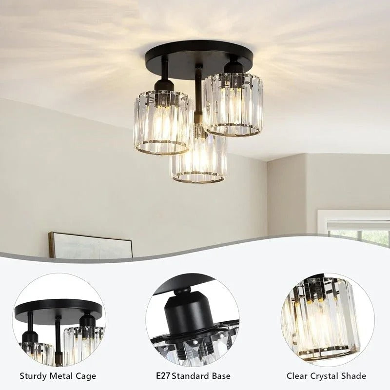Gold Crystal Semi Flush Light