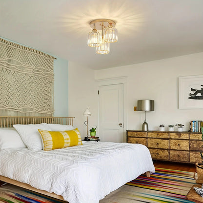 Gold Crystal Semi Flush Light