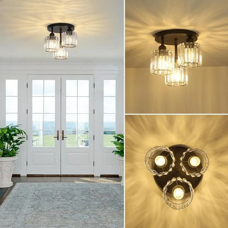 Gold Crystal Semi Flush Light
