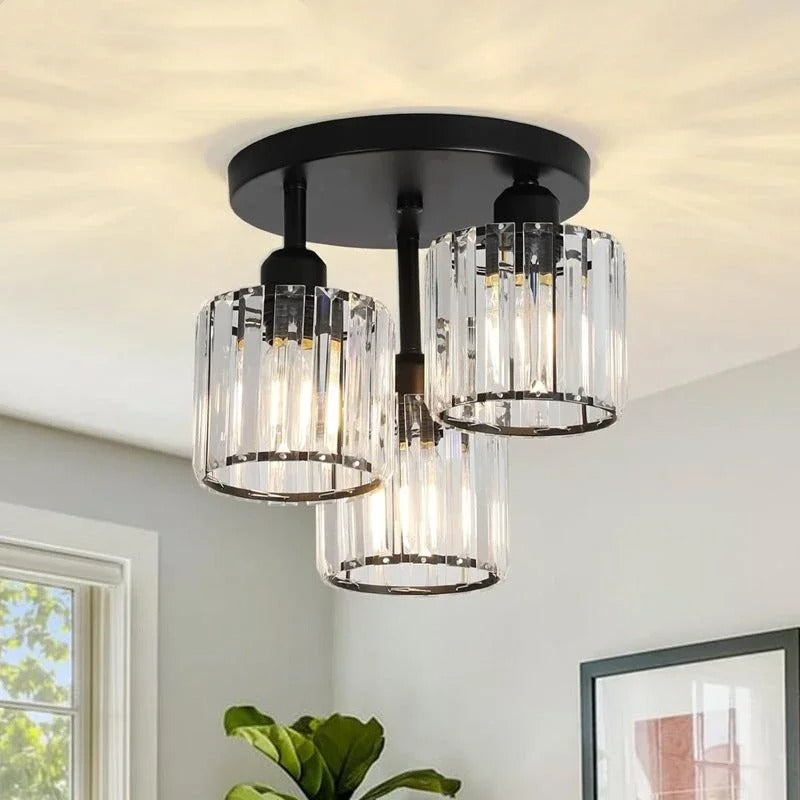 Gold Crystal Semi Flush Light