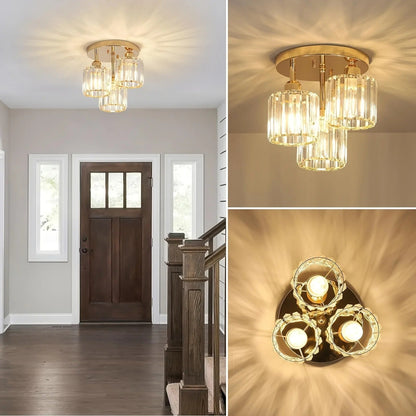 Gold Crystal Semi Flush Light