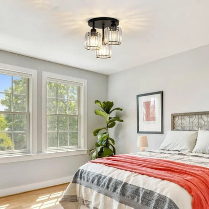 Gold Crystal Semi Flush Light