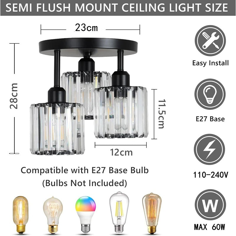 Gold Crystal Semi Flush Light