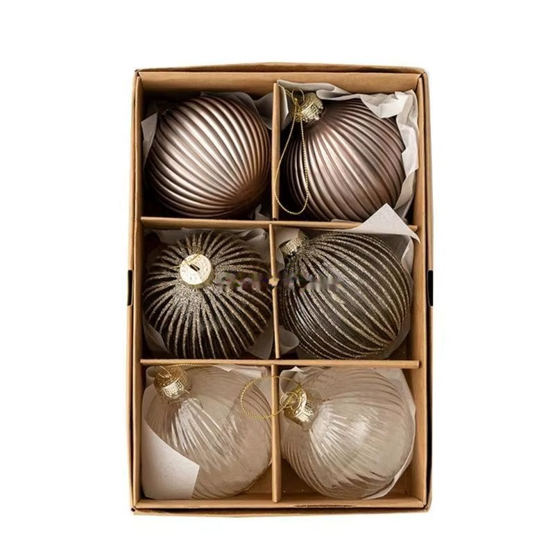 Taupe & Bronze glass ornament set
