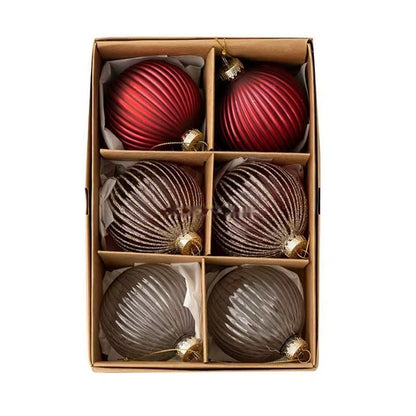 Red & Smoke glass ornament set