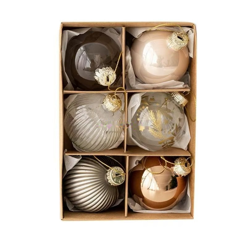 Champagne & Copper glass ornament set