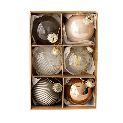 Champagne & Copper glass ornament set