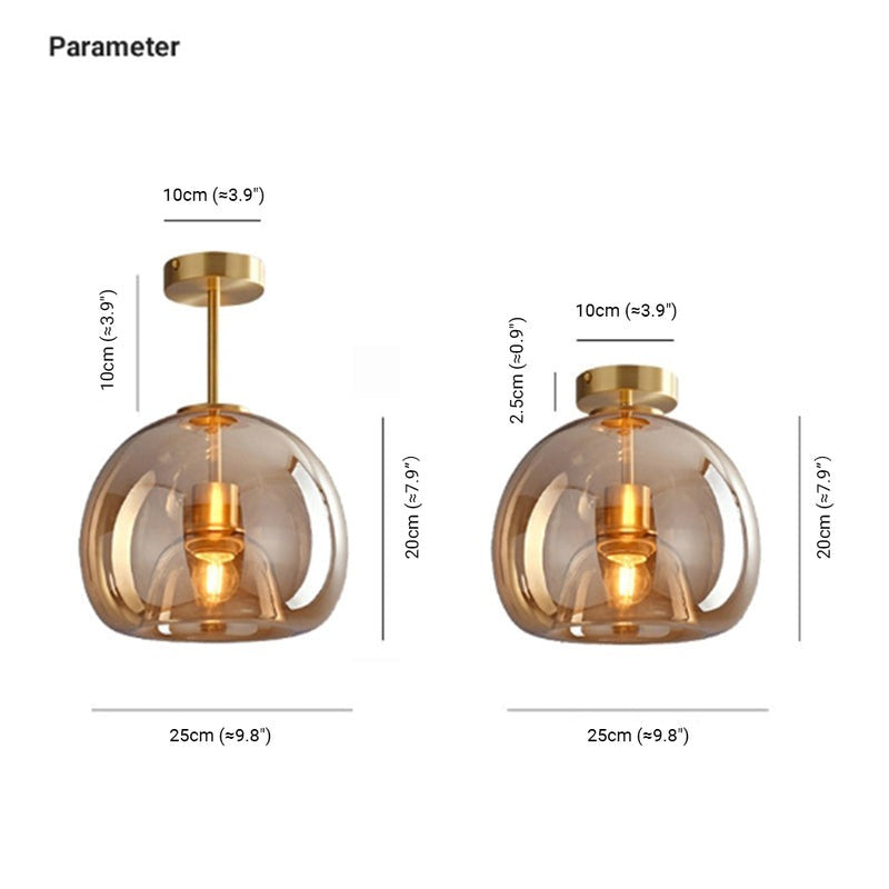 Vintage Amber Bubble Glass Pendant Light