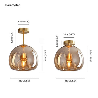 Vintage Amber Bubble Glass Pendant Light