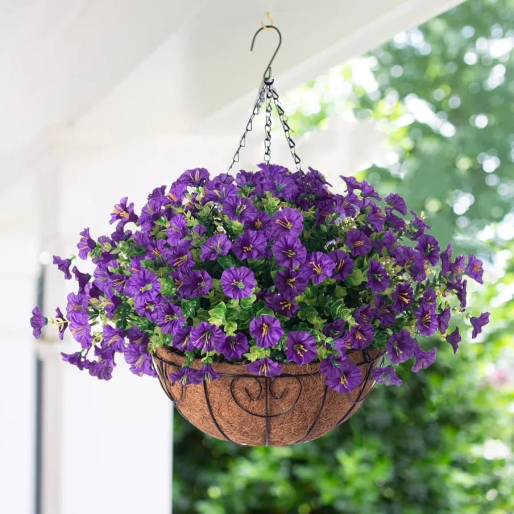 Silk Flower Hanging Basket Display